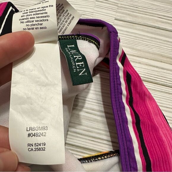 LAUREN RAPLH LAUREN SUNSET MULTI COLOR STRIPE BOHO SWIMSUIT BIKINI BOTTOM 8 - Picture 6 of 9